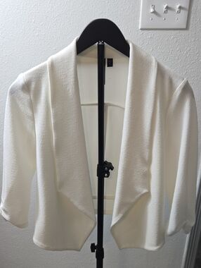 Women's Cream Open-Front Shawl Collar Cardigan